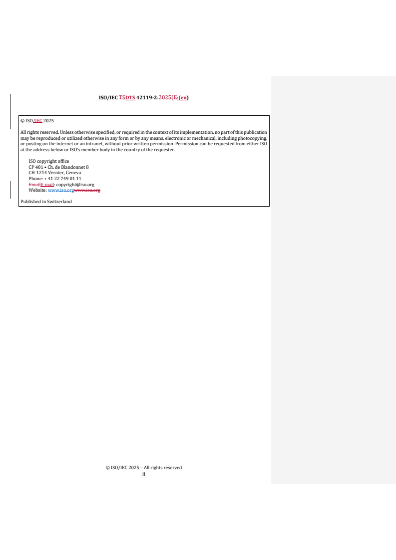 REDLINE ISO/IEC DTS 42119-2 - Artificial intelligence — Testing of AI — Part 2: Overview of testing AI systems
Released:26. 05. 2025