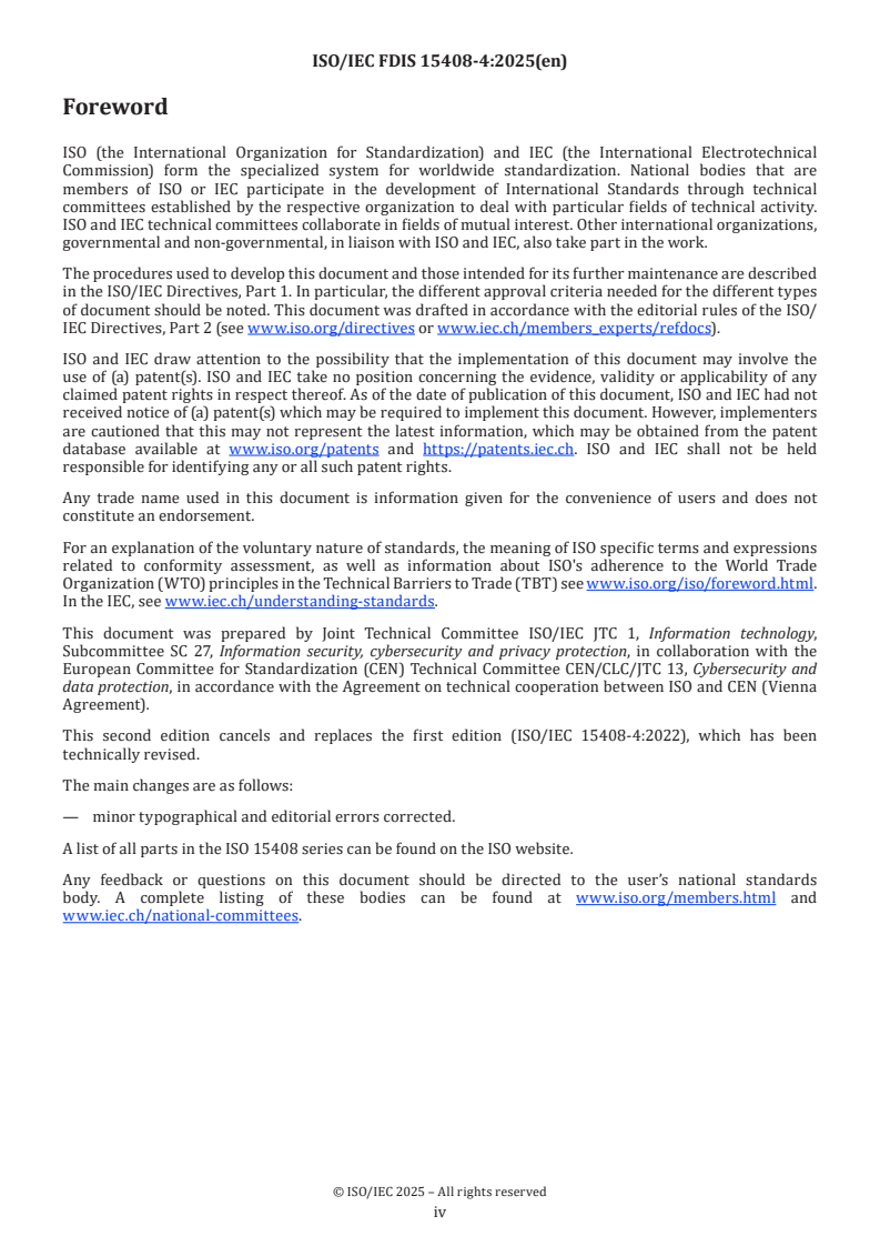 ISO/IEC FDIS 15408-4 ISO/IEC FDIS 15408-4 - Information security, cybersecurity and privacy protection — Evaluation criteria for IT security — Part 4: Framework for the specification of evaluation methods and activities
Released:11/24/2025 - Page 4 preview