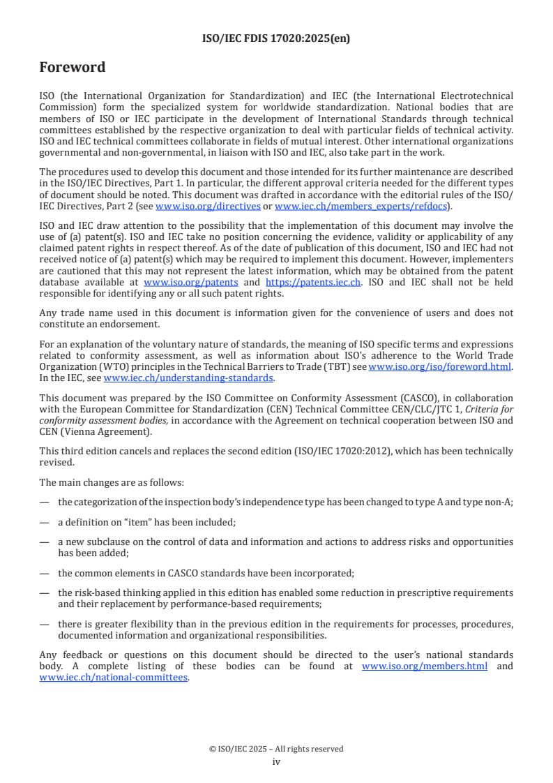 ISO/IEC FDIS 17020 ISO/IEC FDIS 17020 - Conformity assessment — Requirements for bodies performing inspection
Released:7. 11. 2025 - Page 4 preview