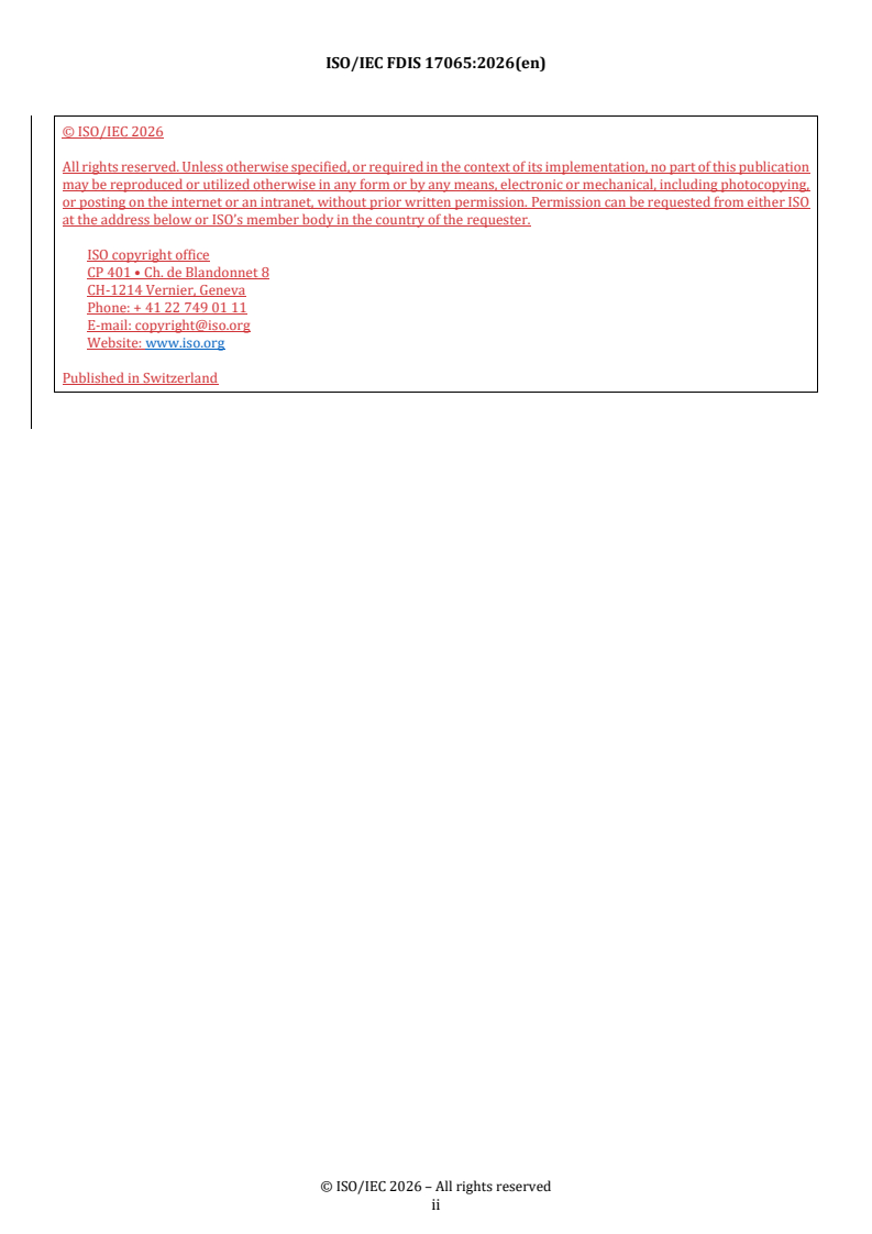 ISO/IEC FDIS 17065 REDLINE ISO/IEC FDIS 17065 - Conformity assessment — Requirements for bodies certifying products, processes and services - Page 2 preview