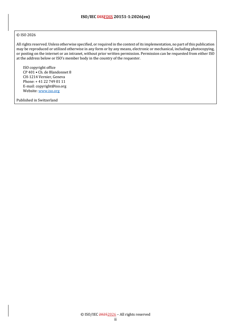 ISO/IEC FDIS 20151-1 REDLINE ISO/IEC FDIS 20151-1 - Cloud computing and distributed platforms — Dataspaces — Part 1: Concepts and characteristics - Page 2 preview