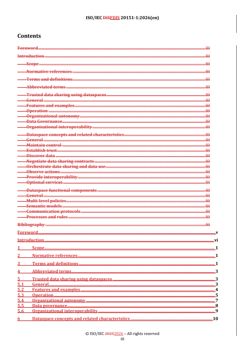 ISO/IEC FDIS 20151-1 REDLINE ISO/IEC FDIS 20151-1 - Cloud computing and distributed platforms — Dataspaces — Part 1: Concepts and characteristics - Page 3 preview