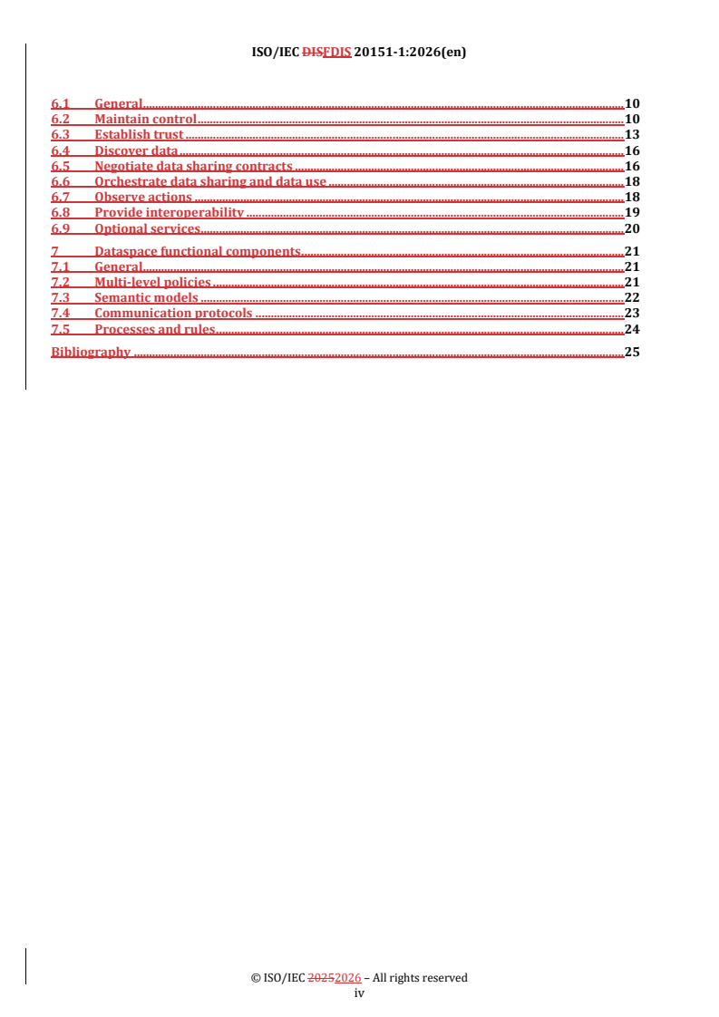 ISO/IEC FDIS 20151-1 REDLINE ISO/IEC FDIS 20151-1 - Cloud computing and distributed platforms — Dataspaces — Part 1: Concepts and characteristics - Page 4 preview