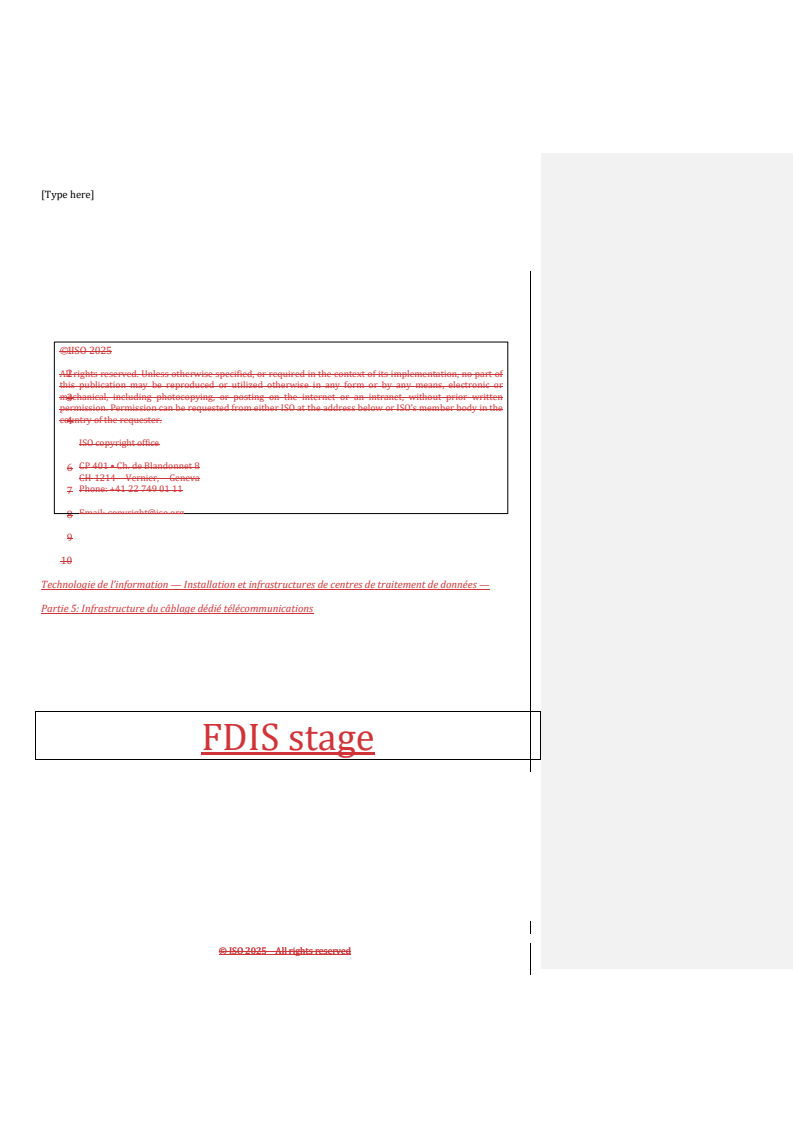 ISO/IEC FDIS 22237-5 REDLINE ISO/IEC FDIS 22237-5 - Information technology — Data centre facilities and infrastructures — Part 5: Telecommunications cabling infrastructure - Page 3 preview