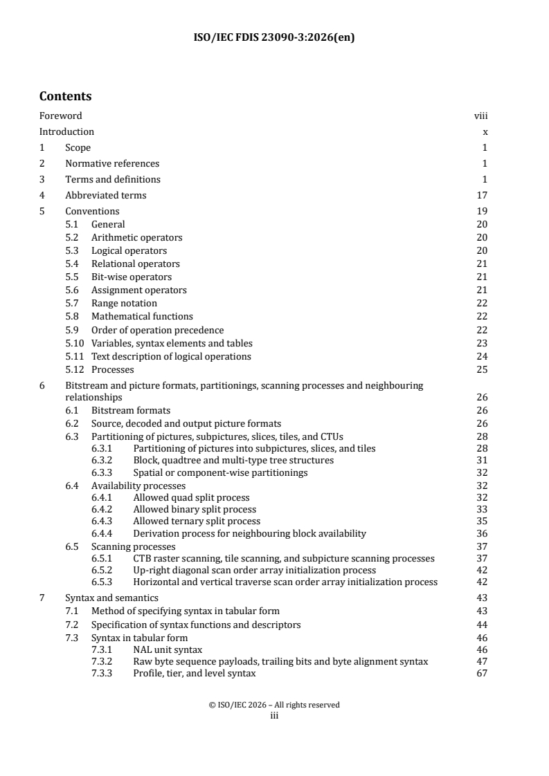 ISO/IEC 23090-3 ISO/IEC FDIS 23090-3 - Information technology — Coded representation of immersive media — Part 3: Versatile video coding - Page 3 preview
