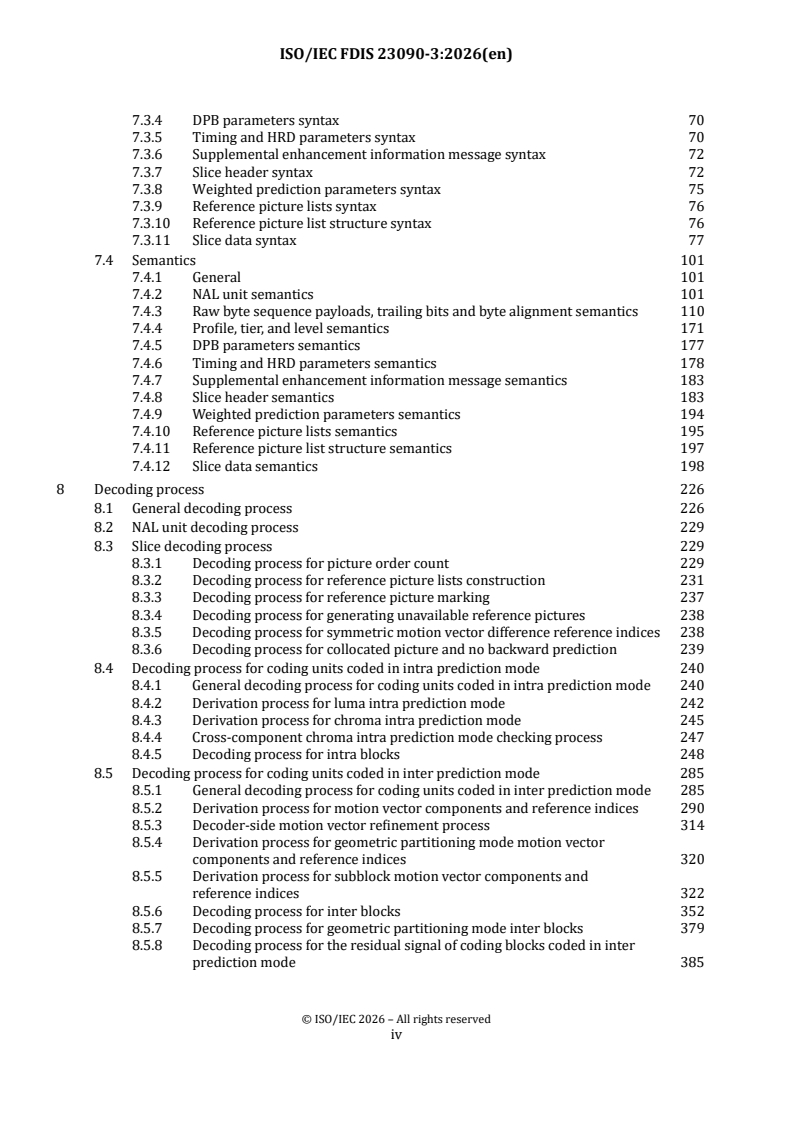 ISO/IEC 23090-3 ISO/IEC FDIS 23090-3 - Information technology — Coded representation of immersive media — Part 3: Versatile video coding - Page 4 preview