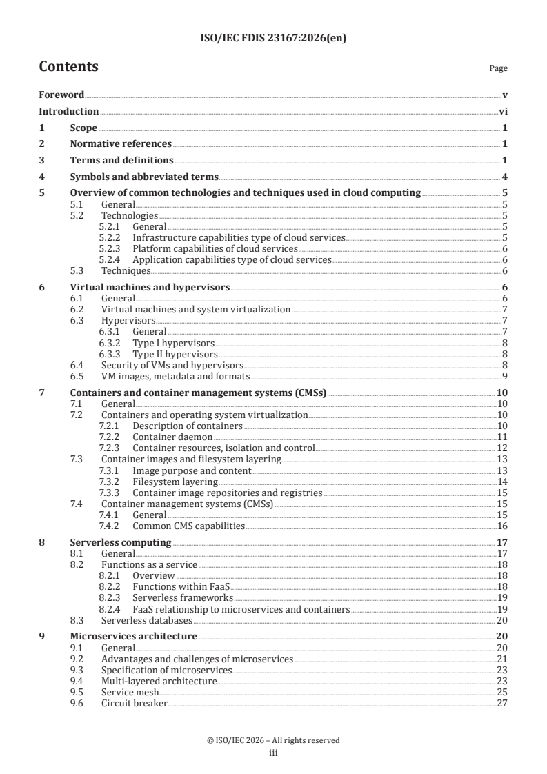 ISO/IEC FDIS 23167 ISO/IEC FDIS 23167 - Information technology — Cloud computing — Common technologies and techniques - Page 3 preview