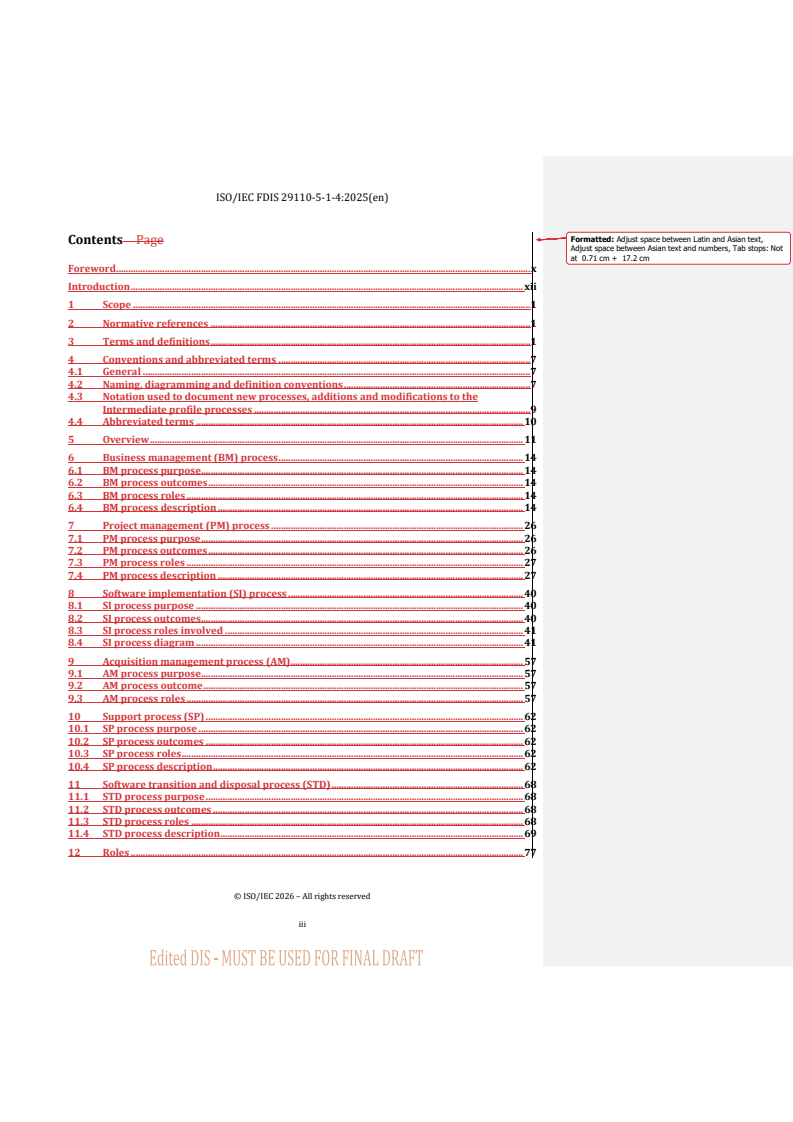 ISO/IEC 29110-5-1-4 REDLINE ISO/IEC FDIS 29110-5-1-4 - Systems and software engineering — Life cycle profiles for very small entities (VSEs) — Part 5-1-4: Software engineering guidelines for the generic Advanced profile - Page 3 preview
