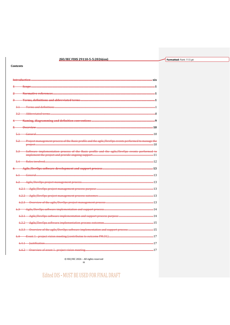 ISO/IEC 29110-5-5 REDLINE ISO/IEC FDIS 29110-5-5 - Systems and software engineering — Life cycle profiles for very small entities (VSEs) — Part 5-5: Agile/DevOps guidelines - Page 3 preview