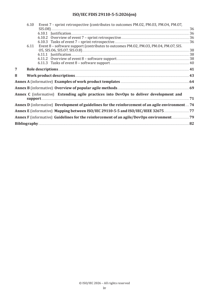 ISO/IEC 29110-5-5 ISO/IEC FDIS 29110-5-5 - Systems and software engineering — Life cycle profiles for very small entities (VSEs) — Part 5-5: Agile/DevOps guidelines - Page 4 preview