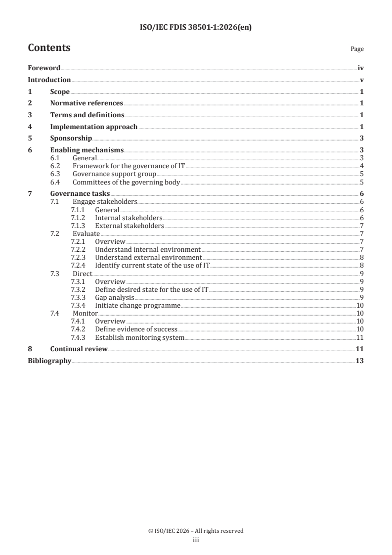 ISO/IEC FDIS 38501-1 ISO/IEC FDIS 38501-1 - Information technology — Governance of IT implementation guidance — Part 1: General approach - Page 3 preview