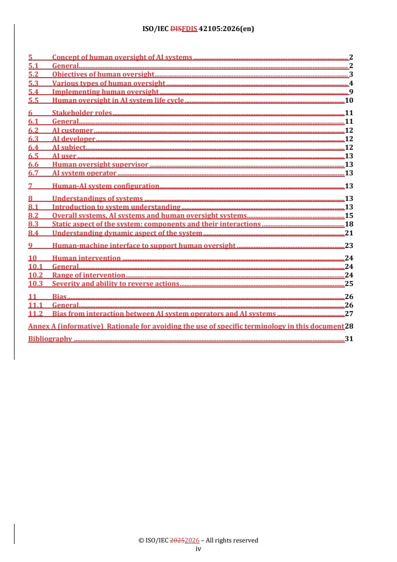 ISO/IEC FDIS 42105 REDLINE ISO/IEC FDIS 42105 - Information technology — Artificial intelligence — Guidance for human oversight of AI systems - Page 4 preview
