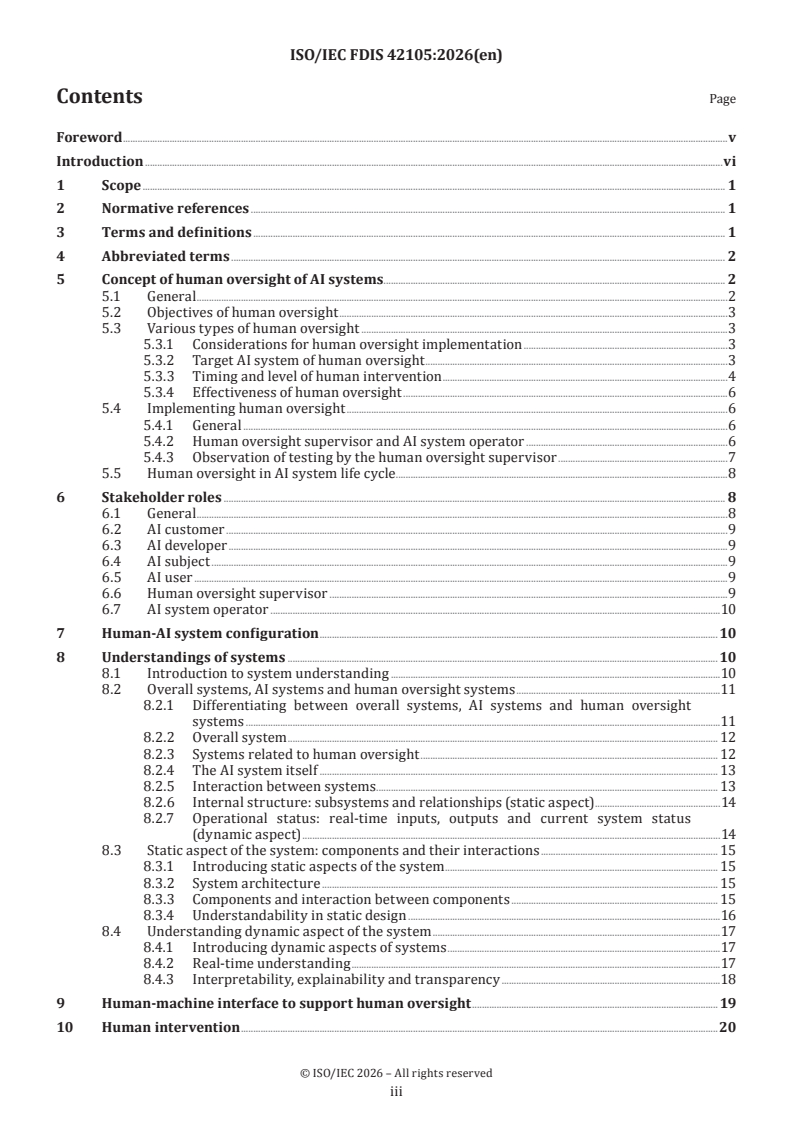 ISO/IEC FDIS 42105 ISO/IEC FDIS 42105 - Information technology — Artificial intelligence — Guidance for human oversight of AI systems - Page 3 preview