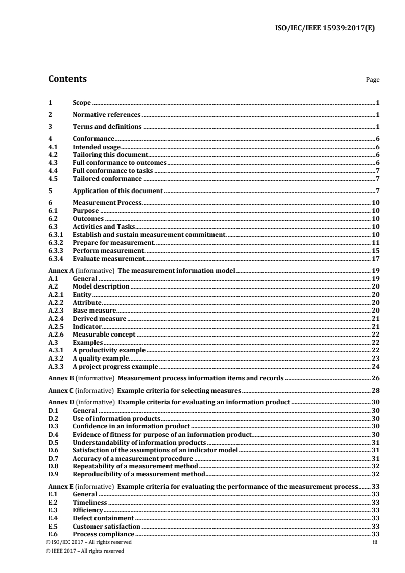 ISO/IEC/IEEE 15939:2017 ISO/IEC/IEEE 15939:2017 - Systems and software engineering — Measurement process/18/2017 - Page 3 preview