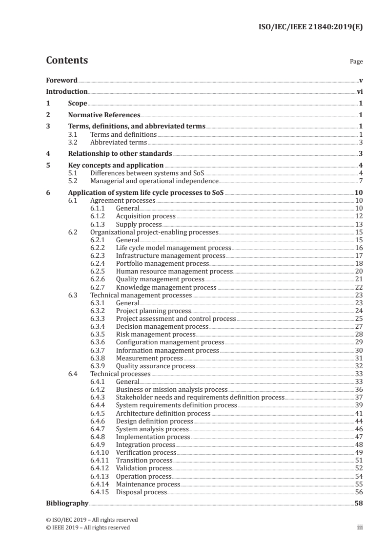ISO/IEC/IEEE 21840:2019 ISO/IEC/IEEE 21840:2019 - Systems and software engineering — Guidelines for the utilization of ISO/IEC/IEEE 15288 in the context of system of systems (SoS)/6/2019 - Page 3 preview