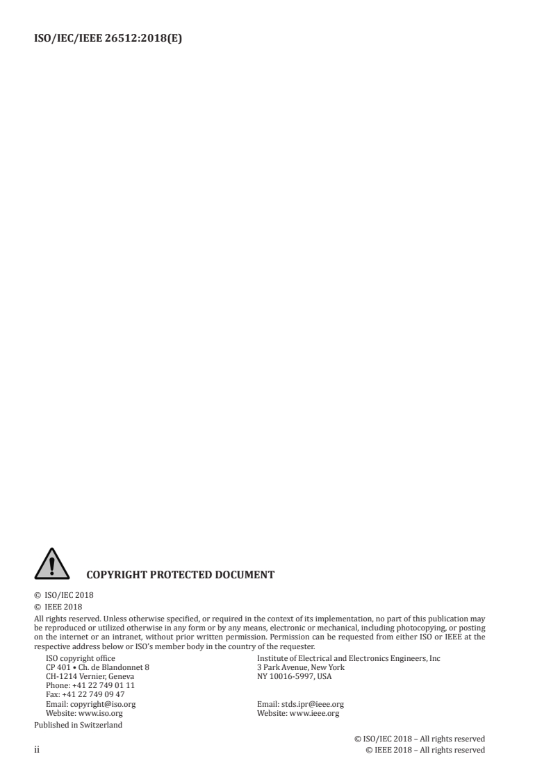 ISO/IEC/IEEE 26512:2018 ISO/IEC/IEEE 26512:2018 - Systems and software engineering — Requirements for acquirers and suppliers of information for users/6/2018 - Page 2 preview