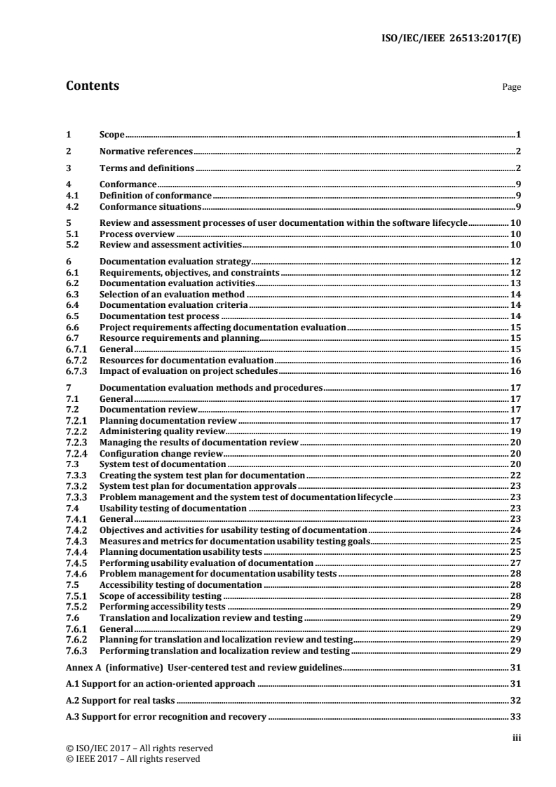 ISO/IEC/IEEE 26513:2017 ISO/IEC/IEEE 26513:2017 - Systems and software engineering — Requirements for testers and reviewers of information for users/30/2017 - Page 3 preview