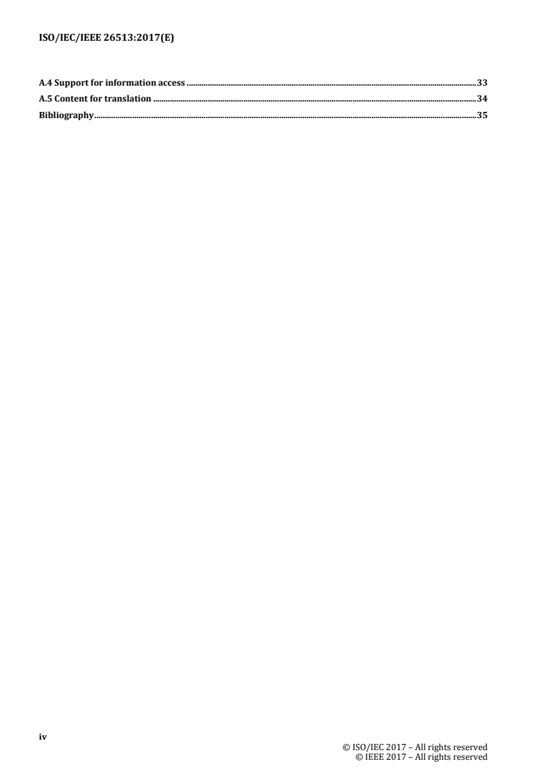 ISO/IEC/IEEE 26513:2017 ISO/IEC/IEEE 26513:2017 - Systems and software engineering — Requirements for testers and reviewers of information for users/30/2017 - Page 4 preview