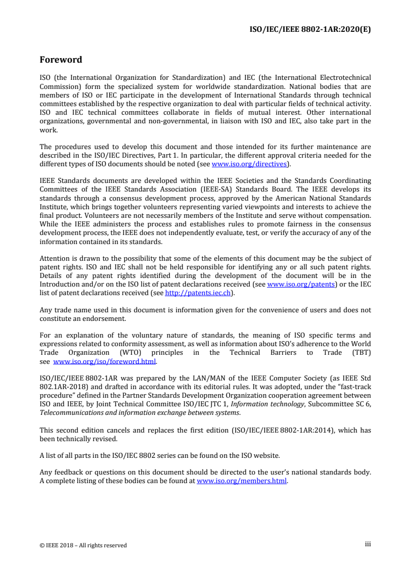 ISO/IEC/IEEE 8802-1AR:2020 ISO/IEC/IEEE 8802-1AR:2020 - Telecommunications and exchange between information technology systems — Requirements for local and metropolitan area networks — Part 1AR: Secure device identity/19/2020 - Page 3 preview