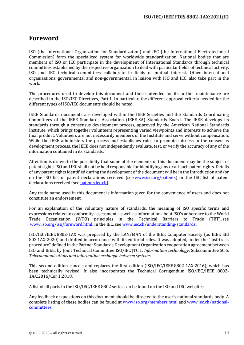 ISO/IEC/IEEE 8802-1AX:2021 ISO/IEC/IEEE 8802-1AX:2021 - Telecommunications and exchange between information technology systems — Requirements for local and metropolitan area networks — Part 1AX: Link aggregation/13/2021 - Page 3 preview