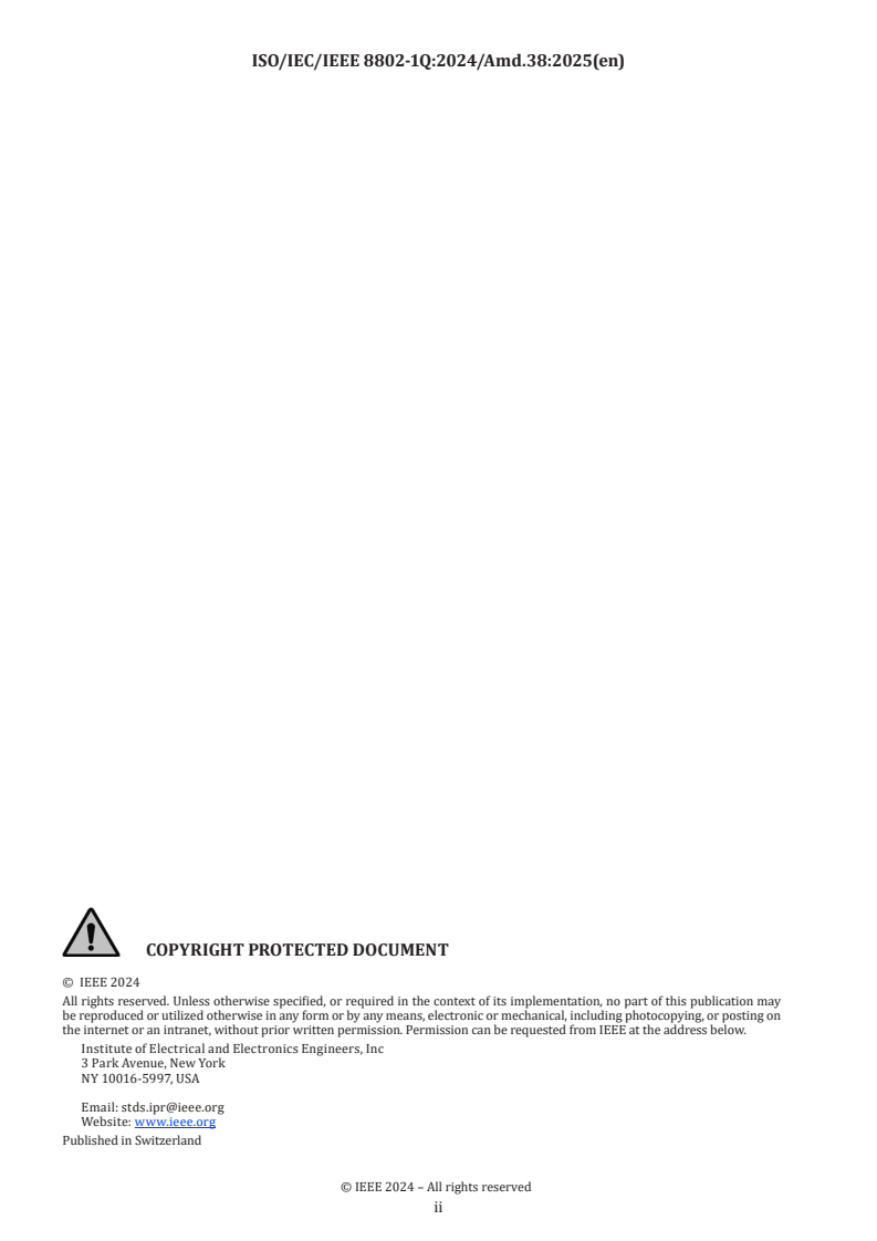 ISO/IEC/IEEE 8802-1Q:2024/Amd 38:2025 - Telecommunications and exchange between information technology systems — Requirements for local and metropolitan area networks — Part 1Q: Bridges and bridged networks — Amendment 38: Configuration enhancements for time-sensitive networking
Released:15. 09. 2025