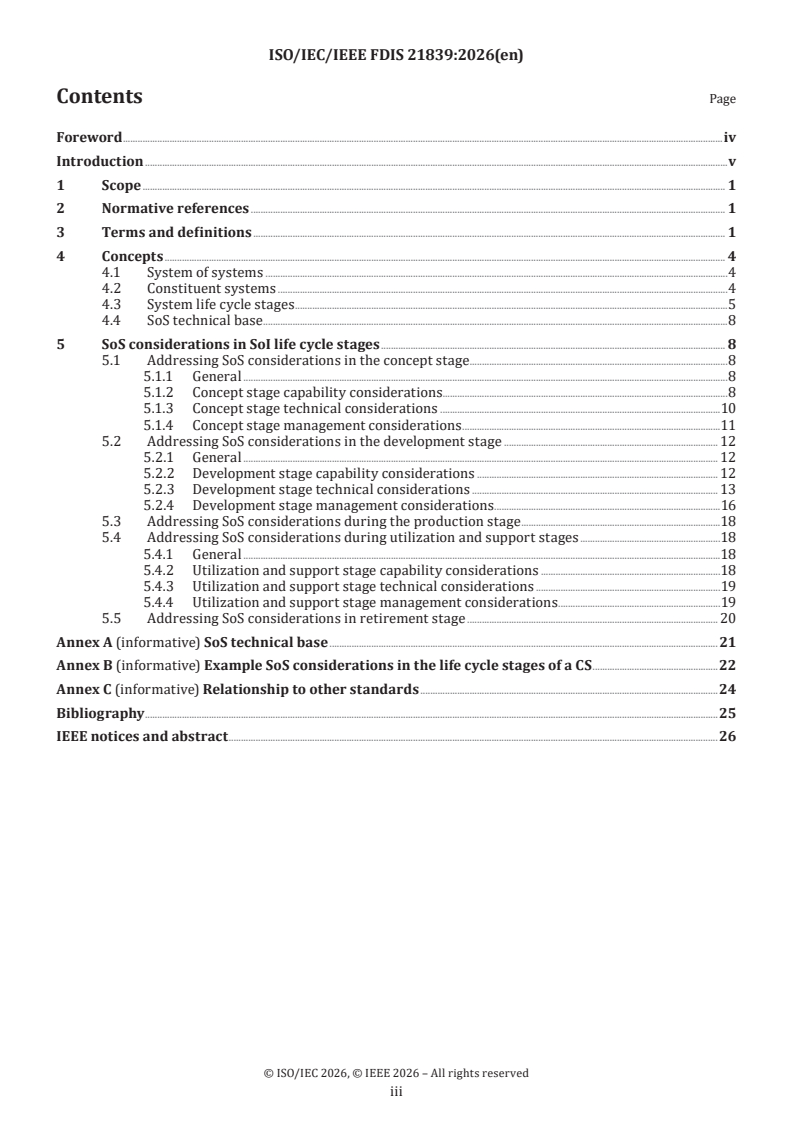 ISO/IEC/IEEE FDIS 21839 ISO/IEC/IEEE FDIS 21839 - Systems and software engineering — System of systems (SoS) considerations in life cycle stages of a system - Page 3 preview