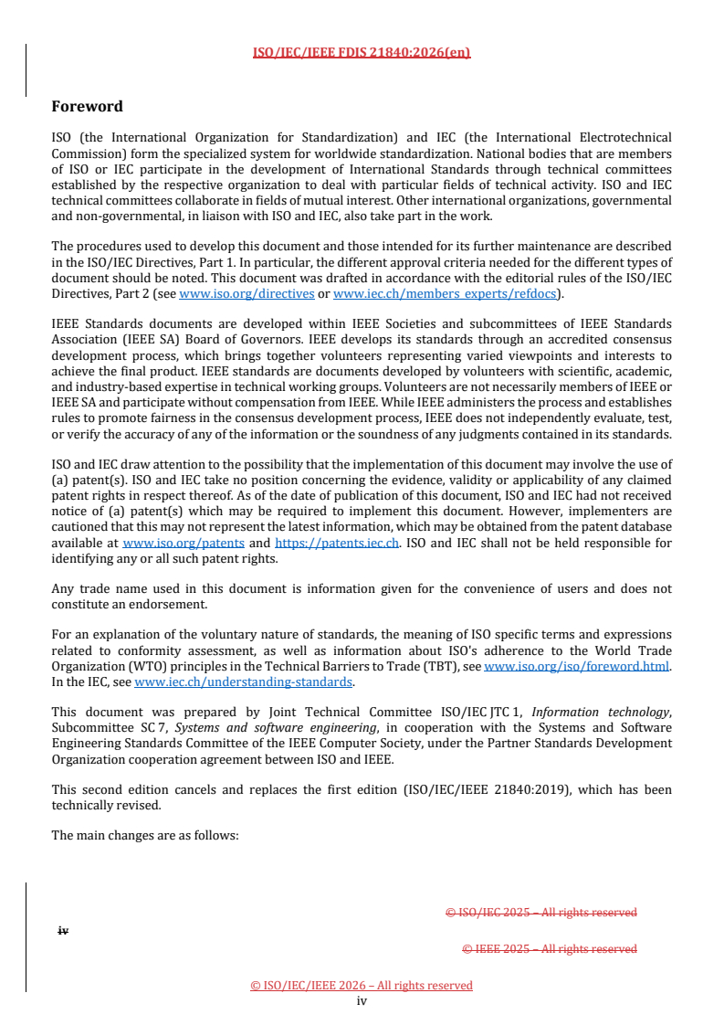 ISO/IEC/IEEE FDIS 21840 REDLINE ISO/IEC/IEEE FDIS 21840 - Systems and software engineering — Guidelines for the utilization of ISO/IEC/IEEE 15288 in the context of system of systems (SoS) - Page 4 preview