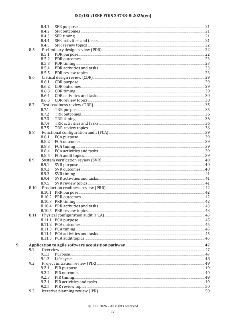 ISO/IEC/IEEE FDIS 24748-8 ISO/IEC/IEEE FDIS 24748-8 - Systems and software engineering — Life cycle management — Part 8: Technical reviews and audits on defence programs - Page 4 preview