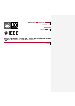 ISO/IEC/IEEE FDIS 26512 REDLINE ISO/IEC/IEEE FDIS 26512 - Systems and software engineering — Requirements for acquirers and suppliers of information products and services
Released:11/25/2025 - Page 1 preview