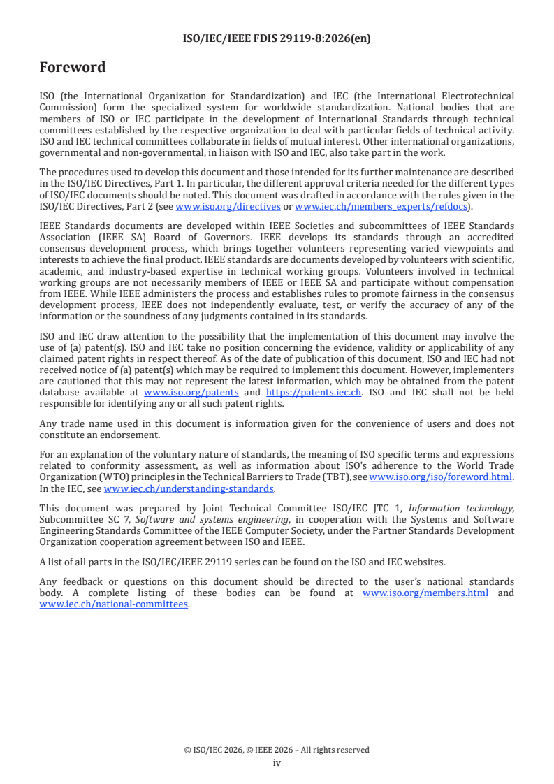 ISO/IEC/IEEE FDIS 29119-8 ISO/IEC/IEEE FDIS 29119-8 - Software and systems engineering — Software testing — Part 8: Model-based testing - Page 4 preview