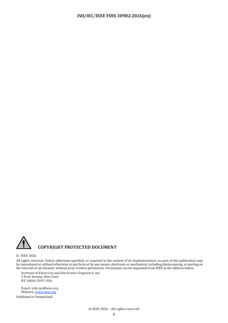 ISO/IEC/IEEE FDIS 30982 ISO/IEC/IEEE FDIS 30982 - Software engineering — Standard for measures of the software aspects of dependability - Page 2 preview
