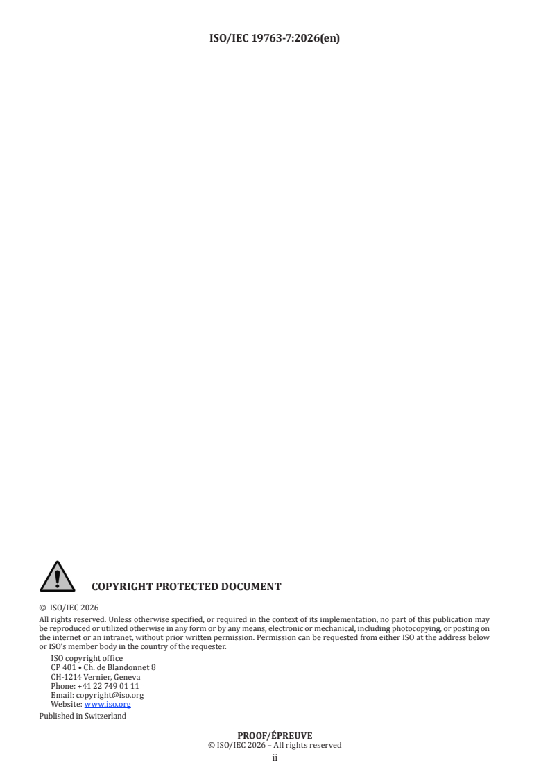 ISO/IEC 19763-7 ISO/IEC PRF 19763-7 - Information technology — Metamodel framework for interoperability (MFI) — Part 7: Metamodel for service model registration - Page 2 preview
