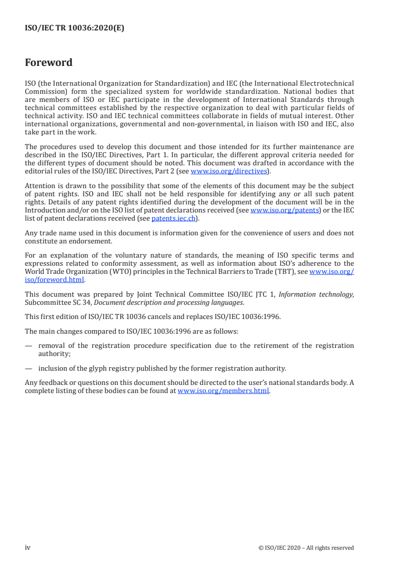 ISO/IEC TR 10036:2020 ISO/IEC TR 10036:2020 - Information technology — Font information interchange — Registered glyph identifiers/16/2020 - Page 4 preview