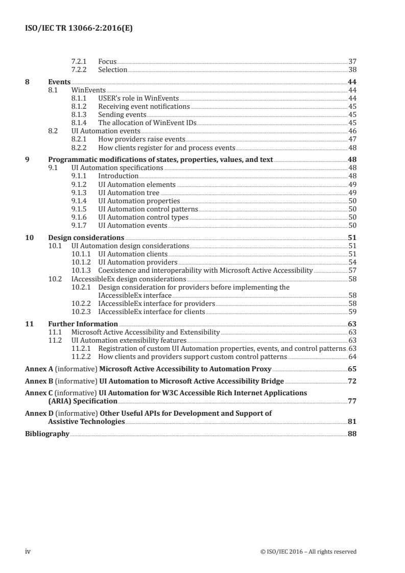 ISO/IEC TR 13066-2:2016 ISO/IEC TR 13066-2:2016 - Information technology — Interoperability with assistive technology (AT) — Part 2: Windows accessibility application programming interface (API)/26/2016 - Page 4 preview