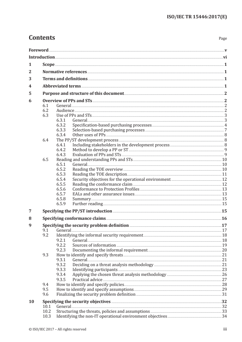 ISO/IEC TR 15446:2017 ISO/IEC TR 15446:2017 - Information technology — Security techniques — Guidance for the production of protection profiles and security targets/10/2017 - Page 3 preview