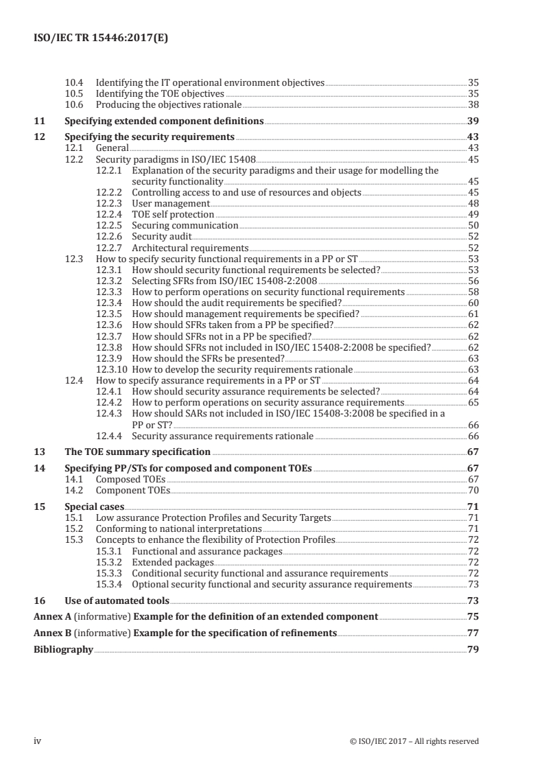 ISO/IEC TR 15446:2017 ISO/IEC TR 15446:2017 - Information technology — Security techniques — Guidance for the production of protection profiles and security targets/10/2017 - Page 4 preview