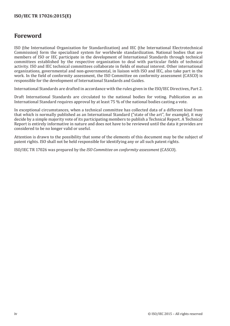 ISO/IEC TR 17026:2015 ISO/IEC TR 17026:2015 - Conformity assessment — Example of a certification scheme for tangible products/28/2015 - Page 4 preview