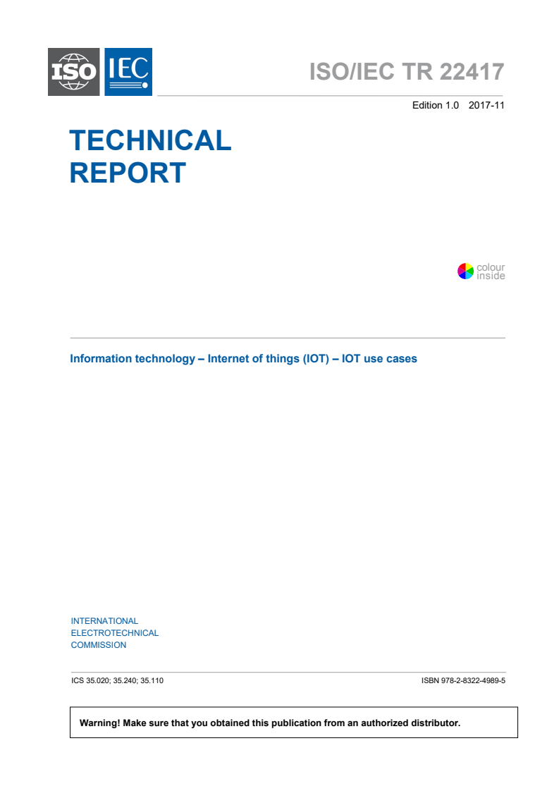 ISO/IEC TR 22417:2017 ISO/IEC TR 22417:2017 - Information technology — Internet of things (IoT) use cases/5/2017 - Page 3 preview
