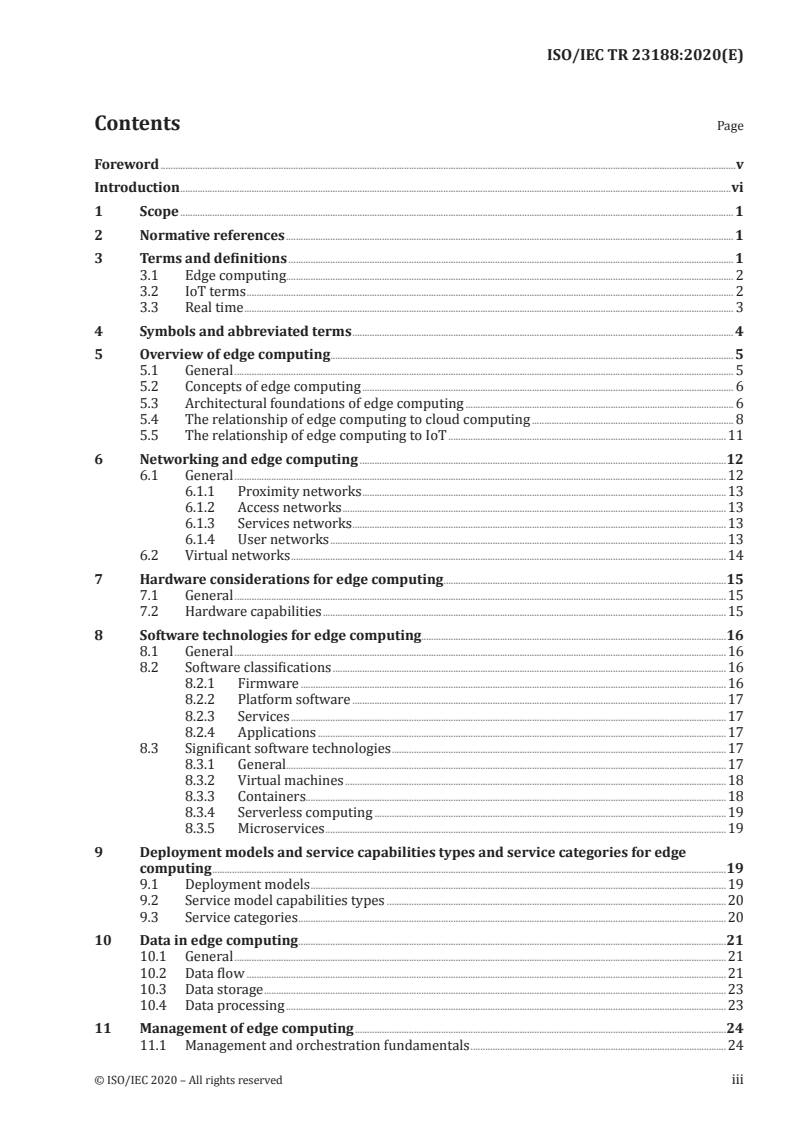 ISO/IEC TR 23188:2020 ISO/IEC TR 23188:2020 - Information technology — Cloud computing — Edge computing landscape/11/2020 - Page 3 preview