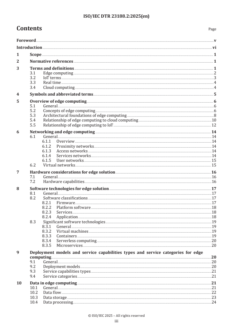 ISO/IEC DTR 23188.3 ISO/IEC TR 23188 - Information technology — Cloud computing — Edge computing landscape/10/2025 - Page 3 preview