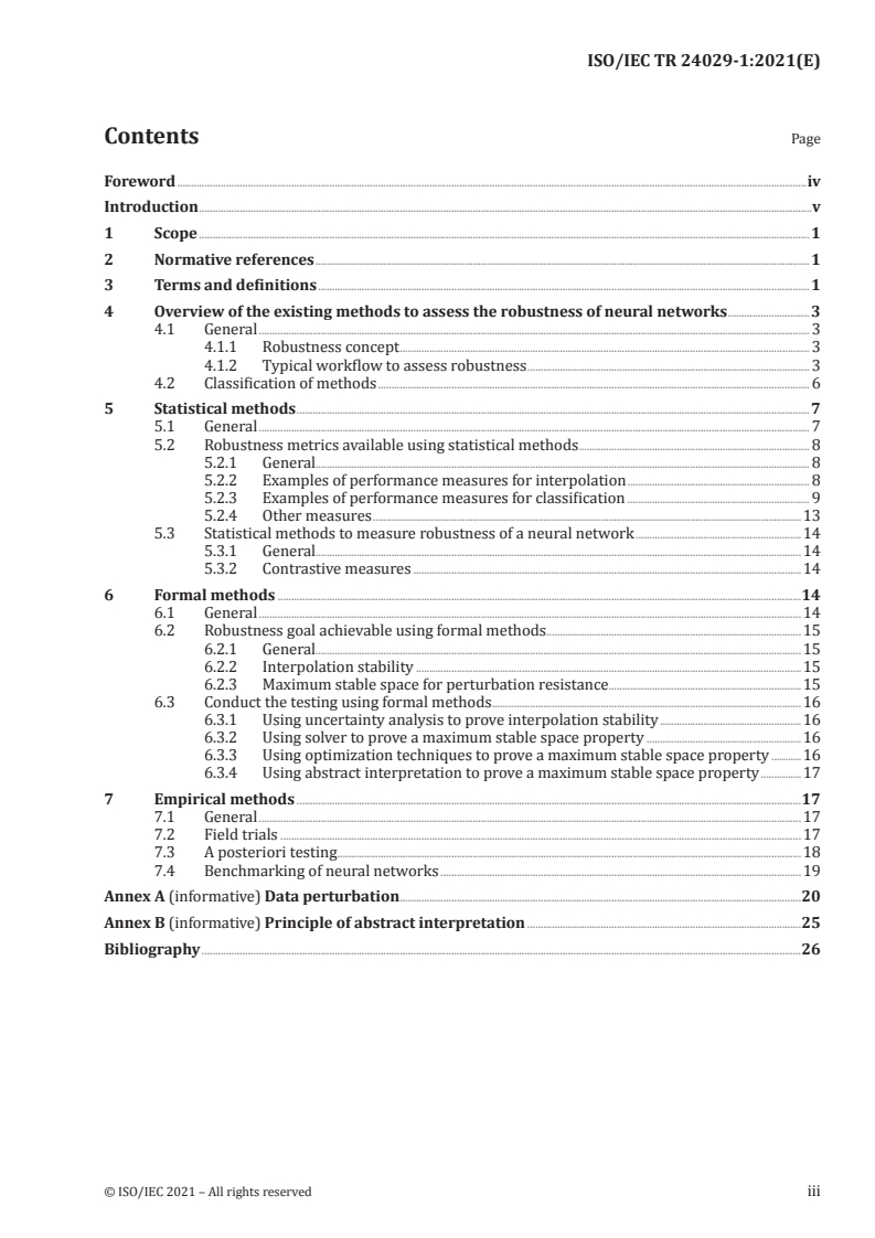 ISO/IEC TR 24029-1:2021 ISO/IEC TR 24029-1:2021 - Artificial Intelligence (AI) — Assessment of the robustness of neural networks — Part 1: Overview/10/2021 - Page 3 preview