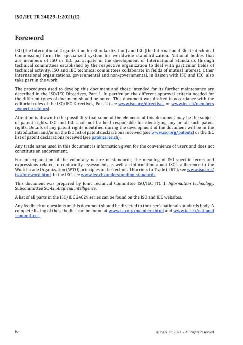 ISO/IEC TR 24029-1:2021 ISO/IEC TR 24029-1:2021 - Artificial Intelligence (AI) — Assessment of the robustness of neural networks — Part 1: Overview/10/2021 - Page 4 preview
