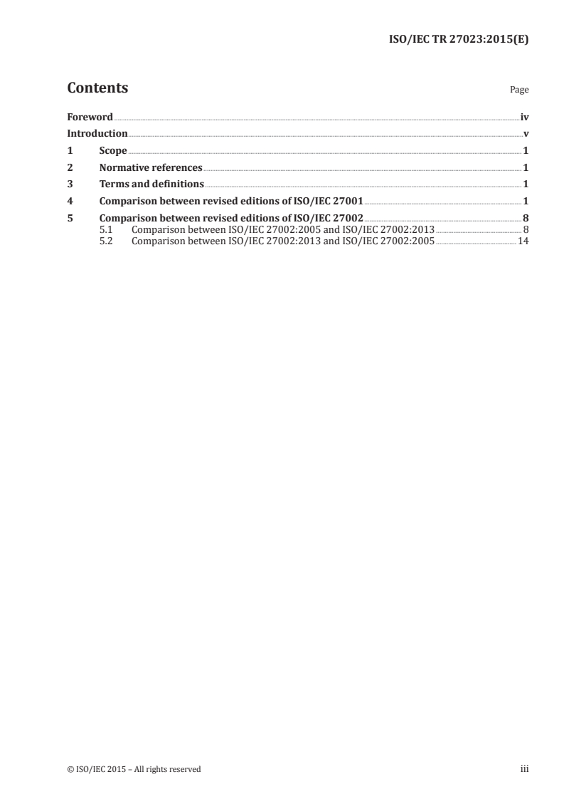 oSIST-TP ISO/IEC TR 27023:2018 ISO/IEC TR 27023:2015 - Information technology — Security techniques — Mapping the revised editions of ISO/IEC 27001 and ISO/IEC 27002/2/2015 - Page 3 preview