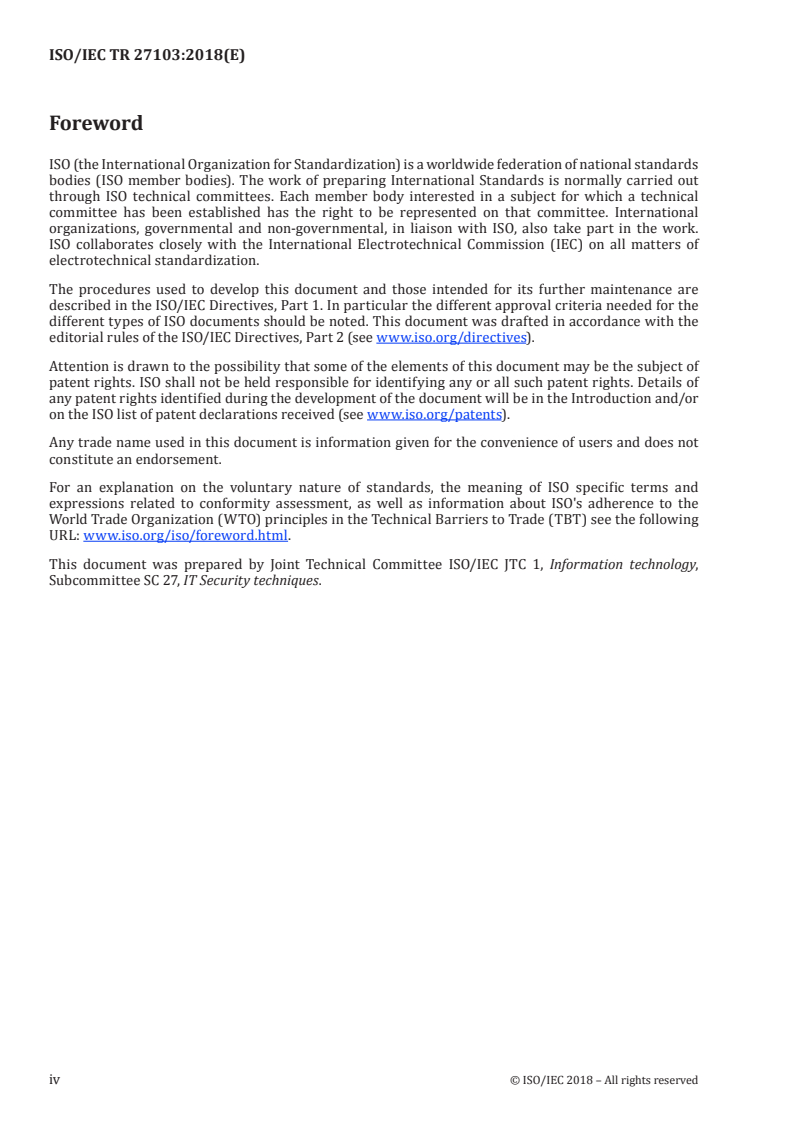 ISO/IEC TR 27103:2018 ISO/IEC TR 27103:2018 - Information technology — Security techniques — Cybersecurity and ISO and IEC Standards/22/2018 - Page 4 preview