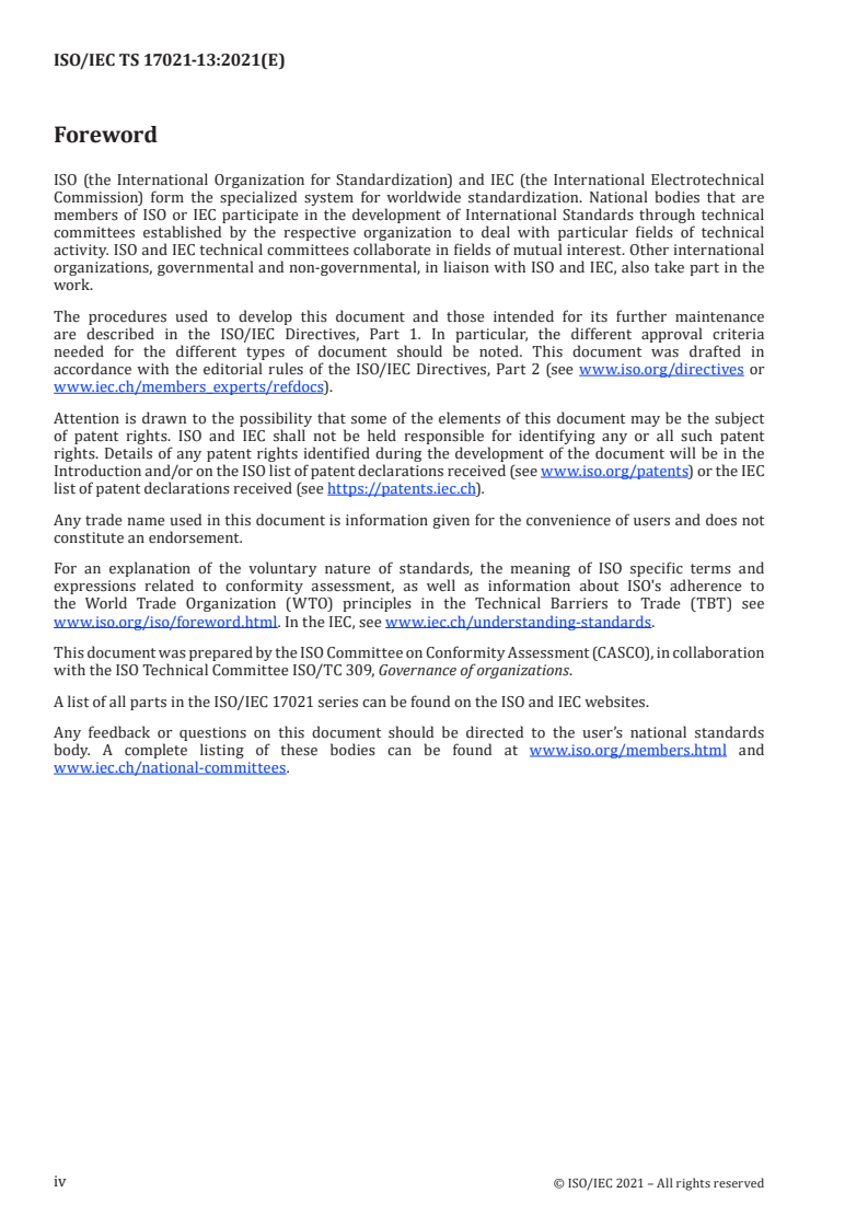 ISO/IEC TS 17021-13:2021 ISO/IEC TS 17021-13:2021 - Conformity assessment — Requirements for bodies providing audit and certification of management systems — Part 13: Competence requirements for auditing and certification of compliance management systems
Released:12/16/2021 - Page 4 preview