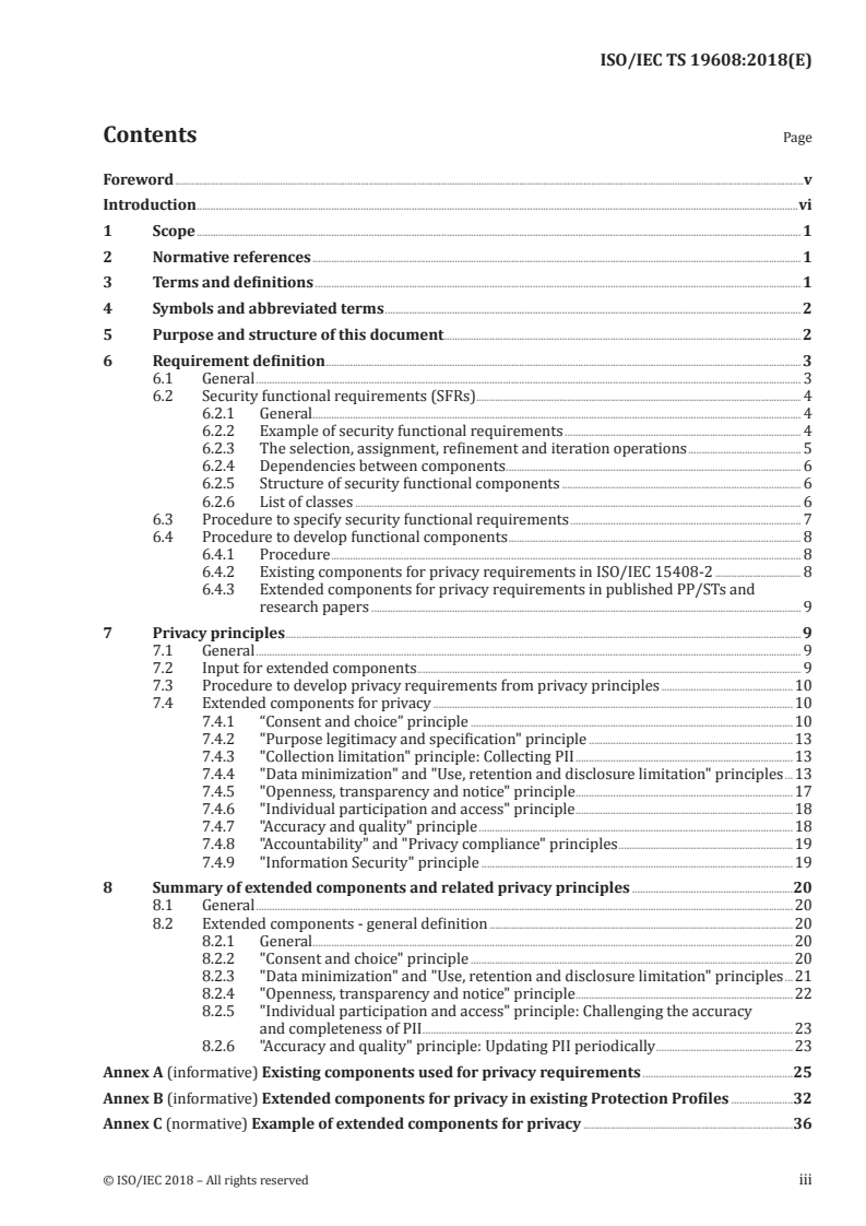ISO/IEC TS 19608:2018 ISO/IEC TS 19608:2018 - Guidance for developing security and privacy functional requirements based on ISO/IEC 15408/19/2018 - Page 3 preview