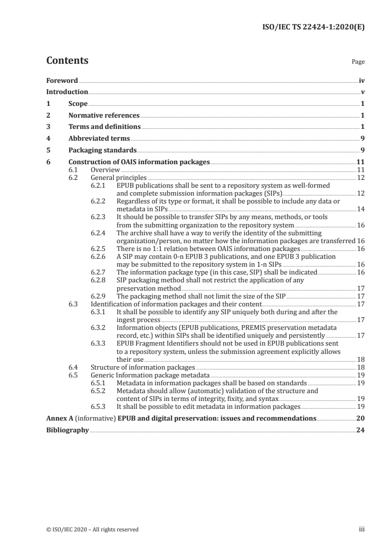 ISO/IEC TS 22424-1:2020 ISO/IEC TS 22424-1:2020 - Digital publishing — EPUB3 preservation — Part 1: Principles/29/2020 - Page 3 preview