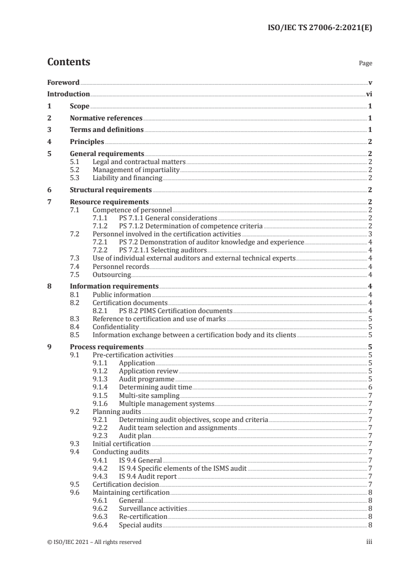 ISO/IEC TS 27006-2:2021 ISO/IEC TS 27006-2:2021 - Requirements for bodies providing audit and certification of information security management systems — Part 2: Privacy information management systems/26/2021 - Page 3 preview