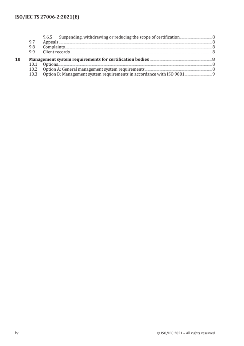 ISO/IEC TS 27006-2:2021 ISO/IEC TS 27006-2:2021 - Requirements for bodies providing audit and certification of information security management systems — Part 2: Privacy information management systems/26/2021 - Page 4 preview