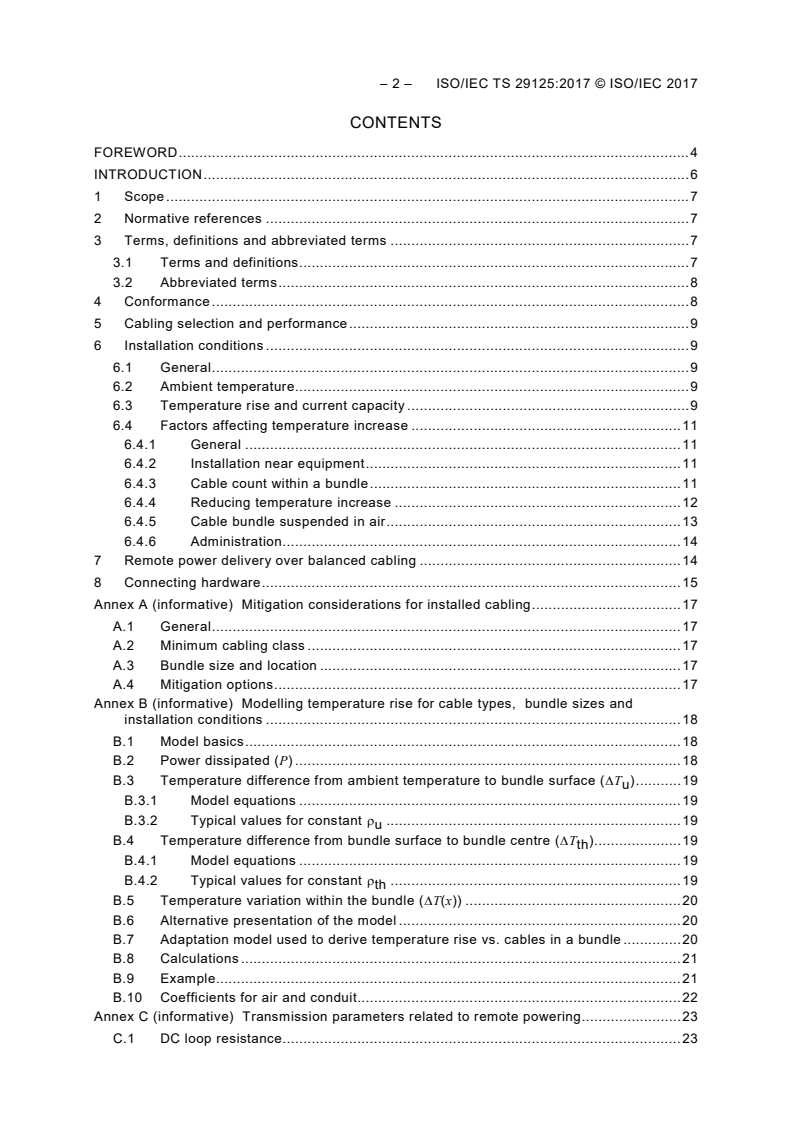 ISO/IEC TS 29125:2017 ISO/IEC TS 29125:2017 - Information technology — Telecommunications cabling requirements for remote powering of terminal equipment/18/2017 - Page 4 preview